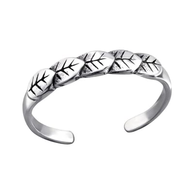 Aramat Jewels | teenring | Trendy Zilveren Teenring met Blaadjes | | | |3mm | Zilver | Volwassenen | Verkleurd niet
