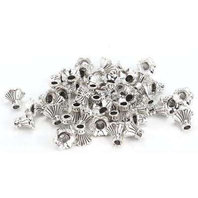 50 stuks Vintage Kralen Eindkap Armband Kralen Hanger DIY Sieraden Maken Accessoire gray