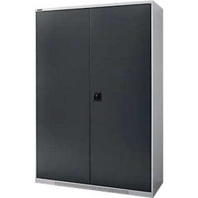 Schäfer Shop Genius FS vleugeldeurkast, staal, met ventilatiegaten, B 1343 x D 520 x H 1950 mm, 5 OH, witaluminium/antracietgrijs, tot 750 kg