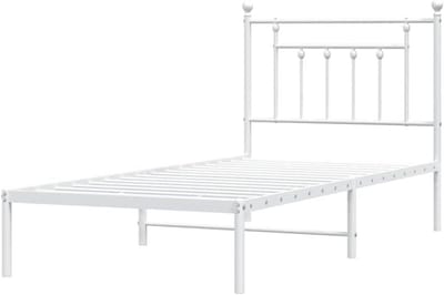 Metalen Bedframe - Ledikant Hoofdbord - Slaapkamer Inrichten - Robuuste Constructie - 80x200 cm - Wit