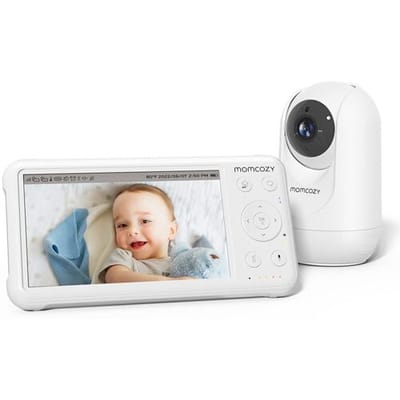 Momcozy BM01 1080P HD-videobabyfoon met camera en wandhouder, infrarood nachtzicht, 5000 mAh-accu, tweerichtingsgesprek, temperatuursensor, ingebouwde