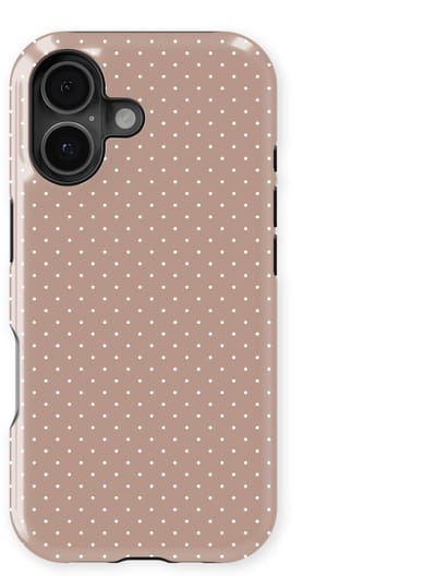 Micro Dots Tough Hoesje geschikt voor iPhone 16 | Geschikt Voor Mag | Stippen Motief Backcover geschikt voor iPhone 16 Mocha Confetti