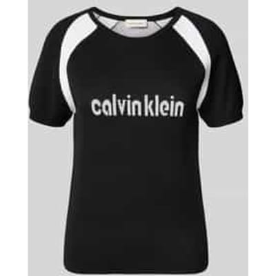 Gebreid shirt met label en ronde hals