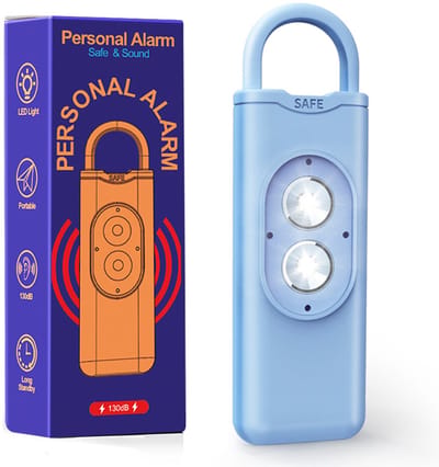1 stuk - 130 decibel persoonlijk alarm - Dubbele flits - Draagbaar beveiligingsalarm - Sleutelhanger - Hoog decibel wolvenalarm Vrouwelijke bescherming - Vrouwelijke veiligheid - Licht - Blauw