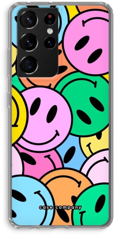 Case Company® - Hoesje geschikt voor Samsung Galaxy S21 Ultra hoesje - Smiley N°1 - Soft Cover Telefoonhoesje - Bescherming aan alle Kanten en Schermrand