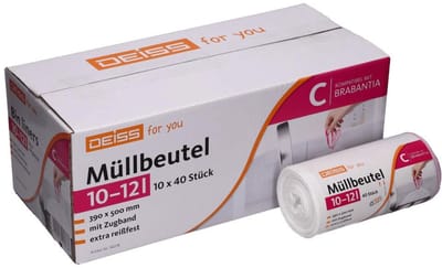 DEISS FOR YOU vuilniszakken 10–12 liter met roze trekband van HDPE – 6 rollen à 40 stuks.