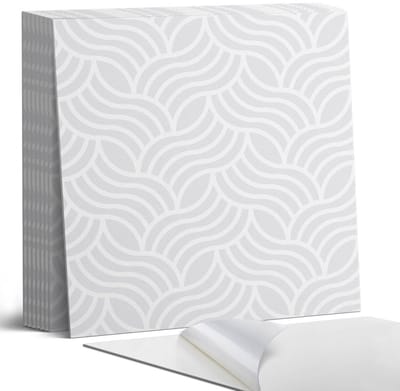 Coloray Plaktegels - Golven in een harmonieuze opstelling Portugese Tegels - 30 cm x 30 cm - Grijs Plaktegels - 9 stuks - Vierkant PVC Tegels - Plaktegels Keuken - Zelfklevende Vloertegels - Vinyl Tegels Zelfklevend - Zelfklevende Tegels