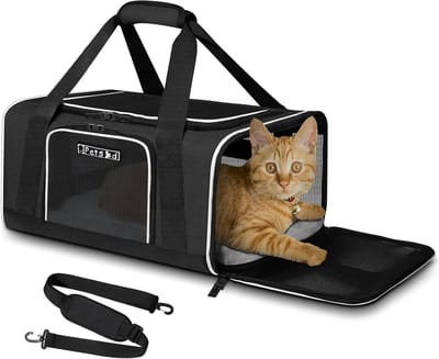 Dieren Transporttas - Reismand - Vliegreizen - Goede Ventilatie - 43 x 30 x 22 cm - Zwart