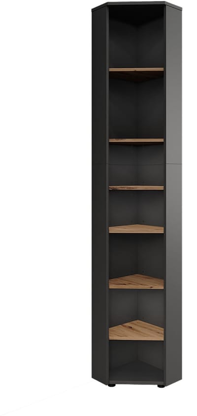 Vicco Hoge hoekkast Irma, Antraciet/Goudkleurig Eiken, 33 x 192 cm 7 compartimenten