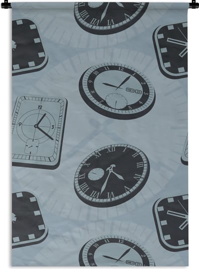 Wandkleed - Wanddoek - Klok - Patronen - Vintage - 60x90 cm - Wandtapijt