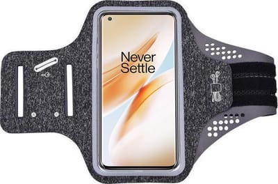 Hoesje Geschikt voor Oneplus 8 pro hardloop telefoonhouder – armband - sportband - van stof - Zwart
