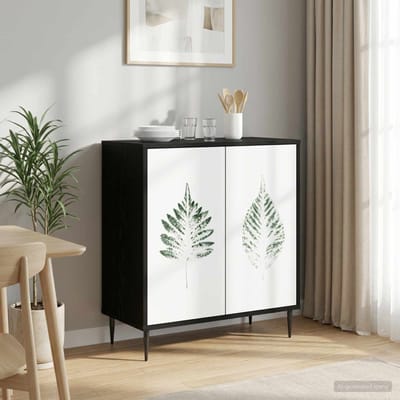 vidaXL - Dressoir - HANAU - Zwart - eiken - 69 - x - 33 - x - 76 - cm - Bewerkt - hout