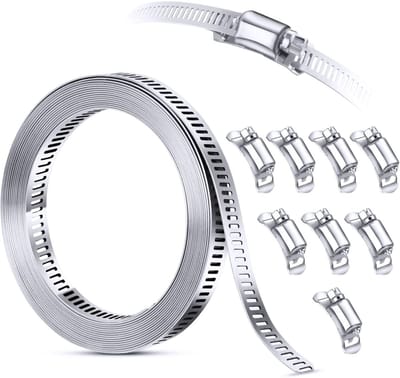 EXCITAT Slangklemmen - Combinatieset kabelbinders van RVS 304 - 3M metalen kabelbinders + 8 sterke bevestigingsmiddelen - grote verstelbare wormwielbinders, schroefklemmen, metalen pijpklemmen
