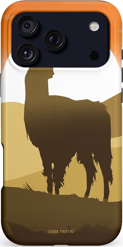 Casetastic hoesje geschikt voor Apple iPhone 17 Pro Max - MagSafe - Dubbellaagse bescherming - Silhouet Alpaca - Fashion Case - Donkergrijs Terracotta Beige Wit