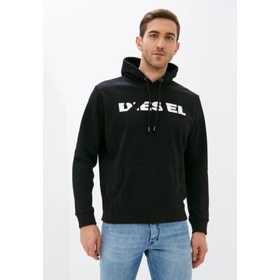 Diesel S Agnes BRO Heren Sweat Hoodie in Zwart