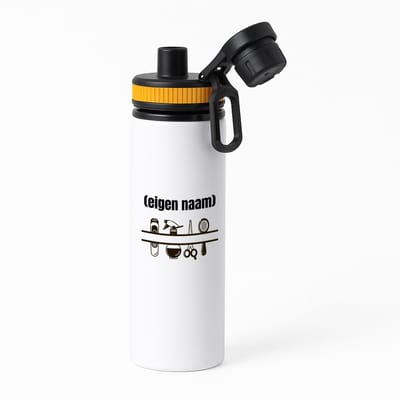 Hacebo® - kappersmateriaal met eigen naam waterfles met draaidop oranje - Kapper - barbers - collega's - verjaardag - afscheidscadeau - geschenk - kado - water fles - 850ML