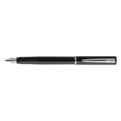 Waterman Allure-vulpen | Zwarte lak | Fijne punt | Blauwe inkt | Met geschenkdoos