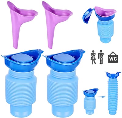 Ynkkvre - set van 4 inklapbare urinestellen - mini urinaal 750 ml - draagbare toiletfles voor mannen en vrouwen - mobiele toiletpot, noodtoilet voor reizen