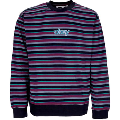 Anden Stripe Crew Specialty Fleece herensweatshirt met ronde hals, zwart multi