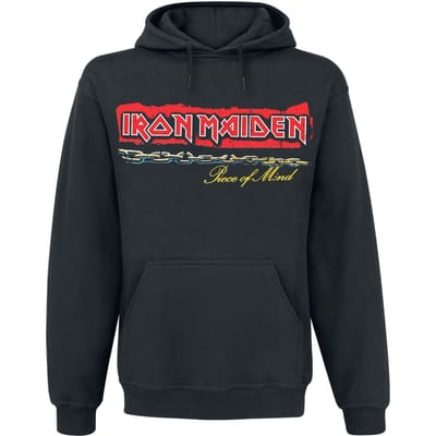 Iron Maiden Trui met capuchon - POM Red Strip Logo Tracklist - M tot XXL - voor Mannen - zwart
