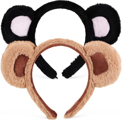 Zachte Pluche Beren Haarbanden - 2 Stuks, Ideaal voor Make-up, Gezichtsreiniging en Feestjes met Dierenthema