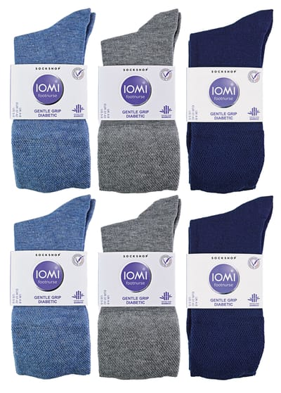 IOMI - 12 paar bamboesokken voor diabeten voor dames - Blauw