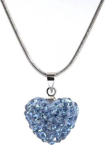 Fako Bijoux® - Ketting - Disco Dots - Hart - Blauw
