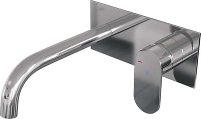 Brauer Chrome Edition inbouw wastafelmengkraan met gebogen uitloop en afdekplaat model C1 chroom