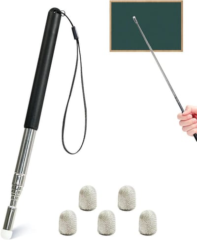 Verlengbare Wijzerstok van 100 cm met 5 Viltkoppen en Antislip Handvat voor Lessen, Vergaderingen en Toespraken