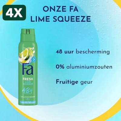 4 x Fa - Deodorant - Spray - Caribbean Wave - 150ml