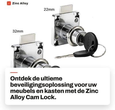Dailygoods- Slotcilinder 22mm/32mm - Vergrendeling - Deurslot - Antidiefstal - Zinklegering - Inclusief 2 Sleutels