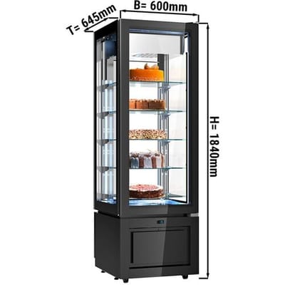 GGM Gastro Panorama-Tiefkühlvitrine - 324 Liter - 600mm - 5 Ablagen - Schwarz Zwart