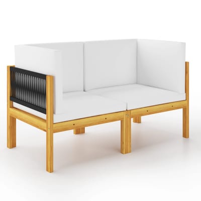 vidaXL - 2-zits - tuinbank - met - kussens - acaciahout - & - touw