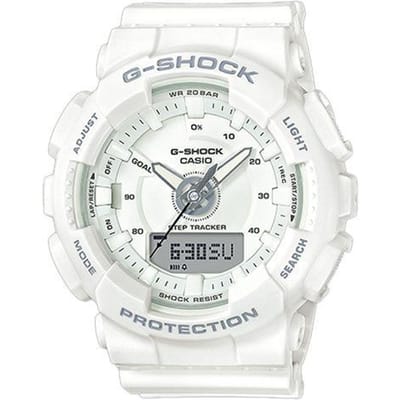 G-Shock Jeugdserie Witte Samurai Trendy Straat Dubbel Display Waterdicht Kwarts Uurwerk Hars Band Horloge Dames horloges GMA-S130-7A Regular Watch Box,White Dial white