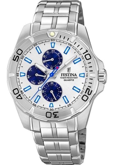 Festina Multifunction Horloge - Festina heren horloge - Zilver - diameter 43 mm - roestvrij staal