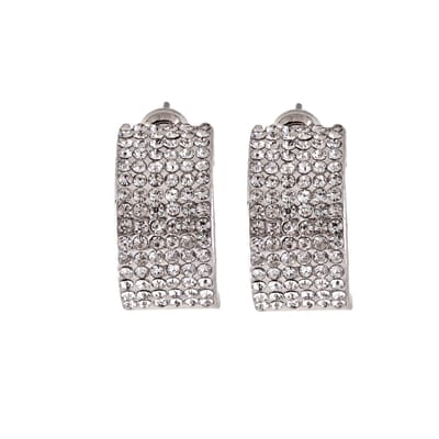 Behave - Oorstekers - Zilverkleur oorringstijl met strass - avondlook