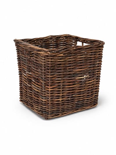 Vierkante Rotan Mand - Antiek - 30x30xH30 cm - Kastmand - Opbergmand