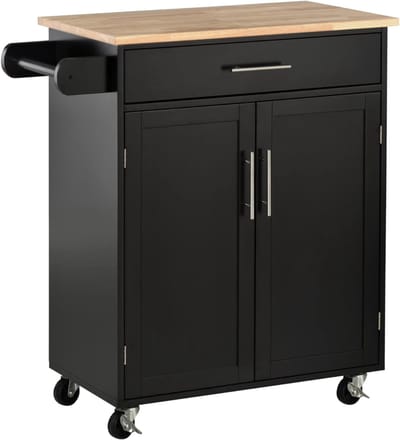 SVN® Keukeneiland Verplaatsbaar - Keukeneiland - Kookeiland - Zwart - 45cm x 83cm x 92cm