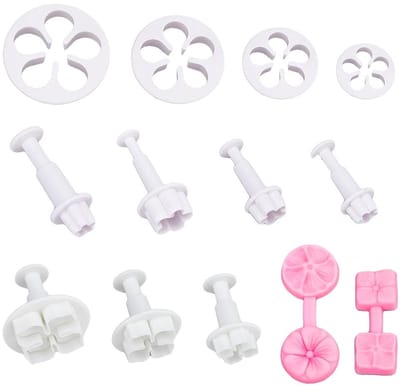 Dailygoody - Uitsteekvormpjes - Bloemen - 13-delige set - Kunststof - Fondant - Perfect voor cake en koekjes decoratie - Geschikt voor hobbyisten - Ge...