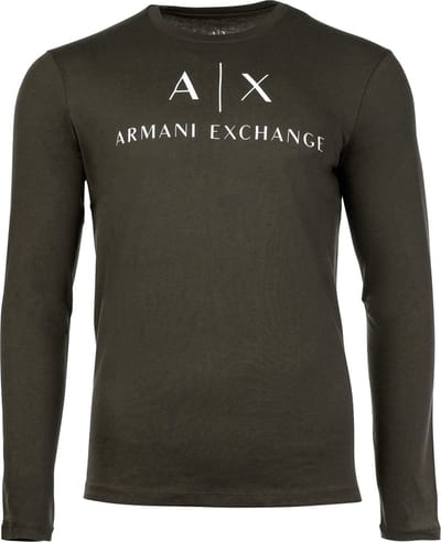 Groen Katoenen T-Shirt Met Lange Mouwen En Ronde Hals