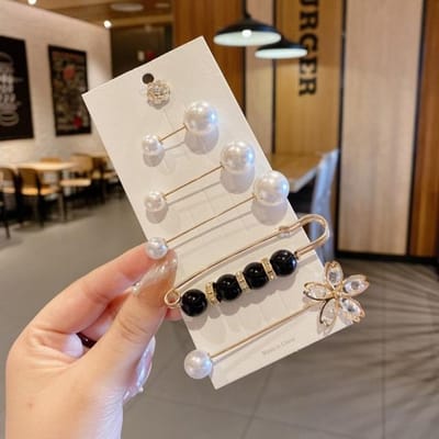 Broche Set Leuke Parel Strass Emaille Broches voor Vrouwen Kleding Badge Gesp Reversspelden Aansnoer Taille Speld DIY Accessoires beige