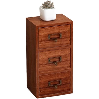 Sieradendoos met 3 lades Houten Retro Bureau Opbergorganizer Kast voor Thuis School Kantoor brown
