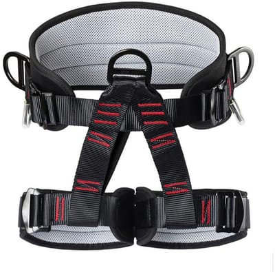 Klimgordel - Bergsportuitrusting - Abseilen Outdoor Adventure Harness - Multi-Scene Outdoor Safety Equipment - Geschikt voor bescherming bij rotsklimmen, bergsportveiligheid, bescherming bij boomklimmen en bescherming bij abseilen - Zwart