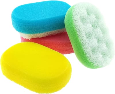 Rojafit Massagespons - Voordeelset 4 Stuks!! - 4 verschillende Kleuren - Afmeting: 14 cm x 8,5 cm x 4 cm.