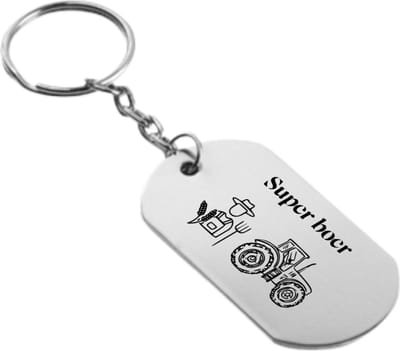 Akyol - Super boer Sleutelhanger - Boer - Boeren - Leuk kado voor iemand die boer is - 2,5 x 2,5 CM