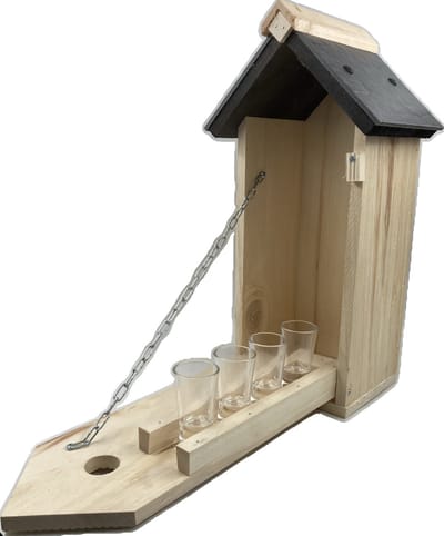 GARDEN SPIRIT Vogelhuisje met shotglaasjes 15 x 20 x 40 cm relatiegeschenk