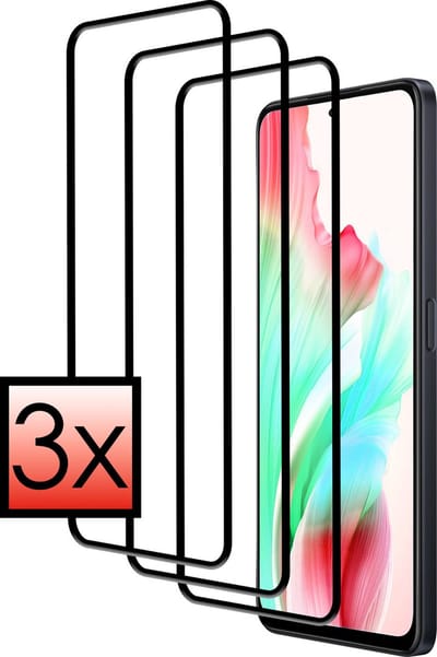 Screenprotector - 3 Stuks - Geschikt voor OPPO A58 - Full Cover - Beschermglas - Gehard Glas - Tempered Glass - Screen Protector