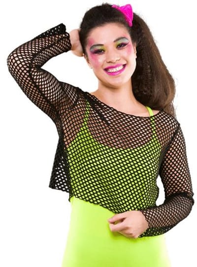 Visnet shirt Maud 80- jaren zwart