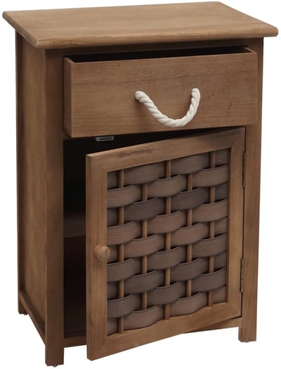 Ladekast MCW-K83, ladekast, hout 55x39.5x28.5cm ~ donkerbruin, polyrattan donkerbruin