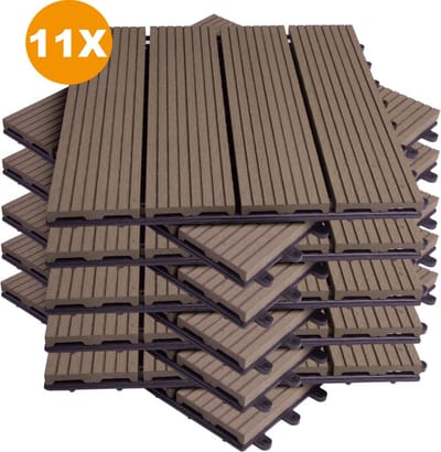 Vlondertegel 11 stuks 30x30cm - Terrastegel coffee, Terrasplanken en Tuintegel - Voor Dagelijks Gebruik, Thuis en Professioneel Gebruik